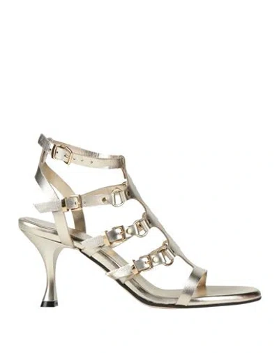 Divine Follie Woman Sandals Platinum Size 8 Leather In Gray