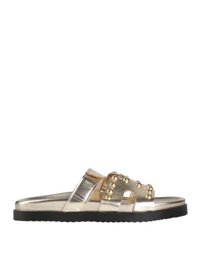 Divine Follie Woman Sandals Platinum Size 8 Leather In Grey