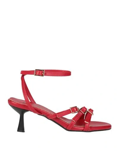 Divine Follie Woman Sandals Red Size 8 Textile Fibers