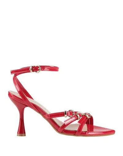 Divine Follie Woman Sandals Red Size 8 Textile Fibers