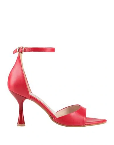 Divine Follie Woman Sandals Red Size 8 Textile Fibers