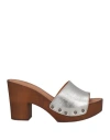 Divine Follie Woman Sandals Silver Size 8 Leather In Silver