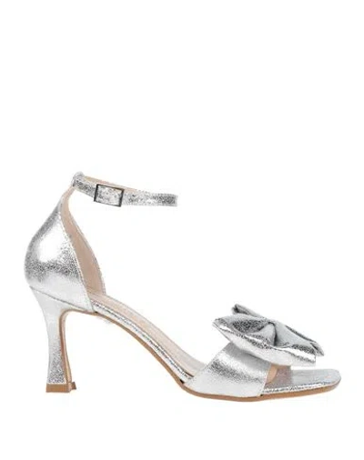 Divine Follie Woman Sandals Silver Size 8 Textile Fibers