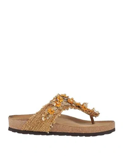 Divine Follie Woman Thong Sandal Beige Size 8 Textile Fibers