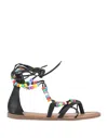 Divine Follie Toe Strap Sandals In Black