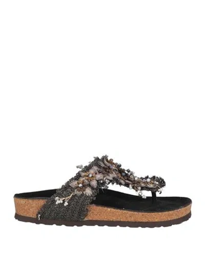 Divine Follie Woman Thong Sandal Black Size 8 Textile Fibers