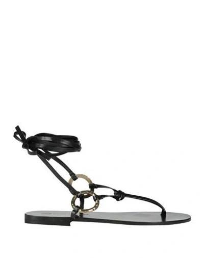 Divine Follie Woman Thong Sandal Black Size 8 Textile Fibers