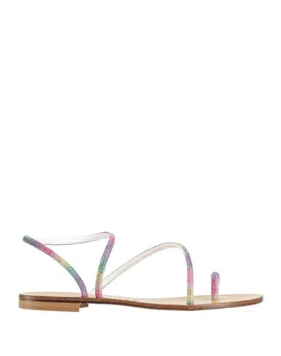 Divine Follie Woman Thong Sandal Fuchsia Size 8 Textile Fibers In Multi