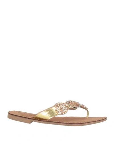 Divine Follie Woman Thong Sandal Gold Size 7 Leather