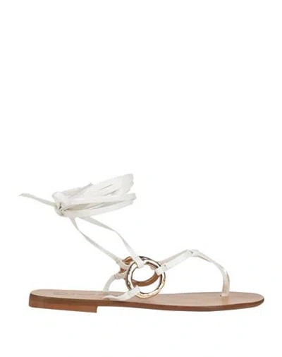 Divine Follie Woman Thong Sandal White Size 8 Textile Fibers