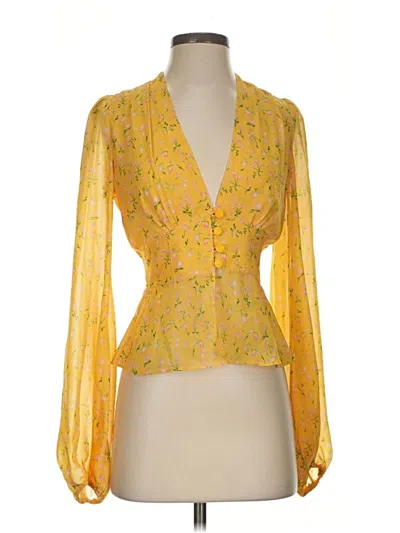 Pre-owned Divine Héritage 3/4 Sleeve Blouse In Yellow