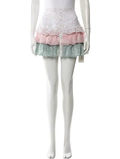 Pre-owned Divine Héritage Printed Mini Skirt In White