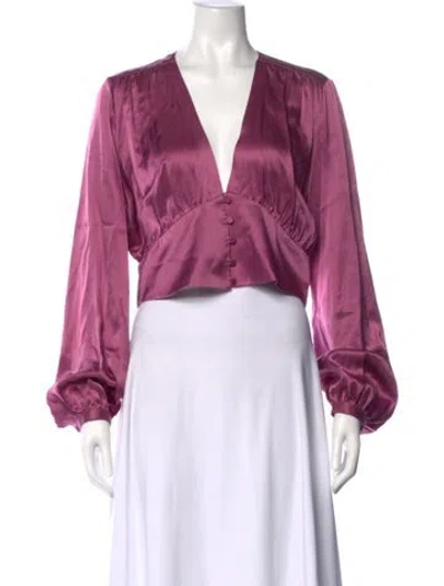 Pre-owned Divine Héritage Silk V-neck Blouse In Purple