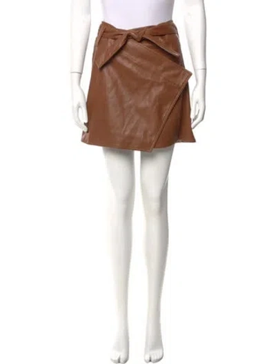 Pre-owned Divine Héritage Vegan Leather Mini Skirt In Brown