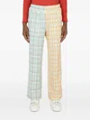 (d)ivision Check-pattern Contrasting-panel Trousers In Blue