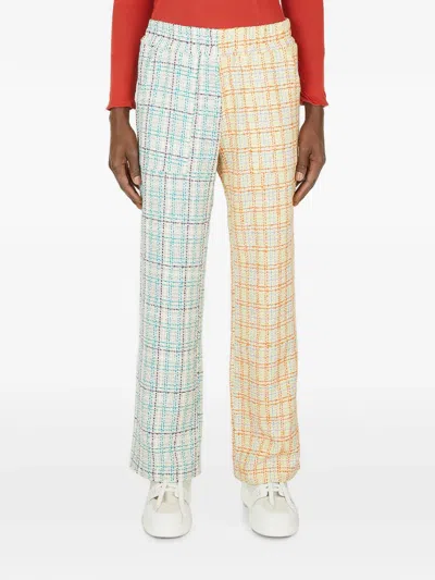 (D)IVISION CHECK-PATTERN CONTRASTING-PANEL TROUSERS