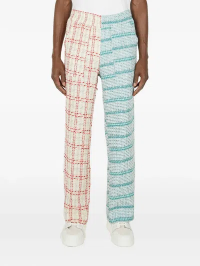 (D)IVISION CHECK-PATTERN CONTRASTING-PANEL TROUSERS
