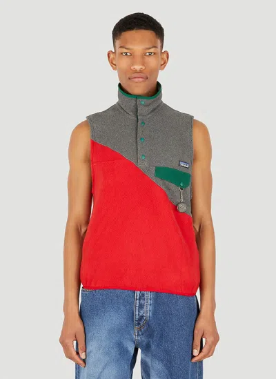 (d)ivision Panelled Fleece Vest In Red