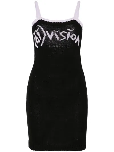 (d)ivision Logo-intarsia Knitted Mini Dress In Black