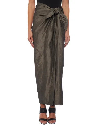 Divka Cotton And Linen Long Skirt With Zip