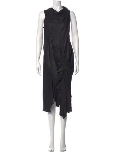 Pre-owned Divka Cowl Neck Long Dress In Black