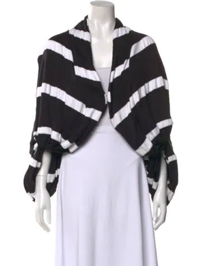 Pre-owned Divka Striped V-neck Sweater In Black