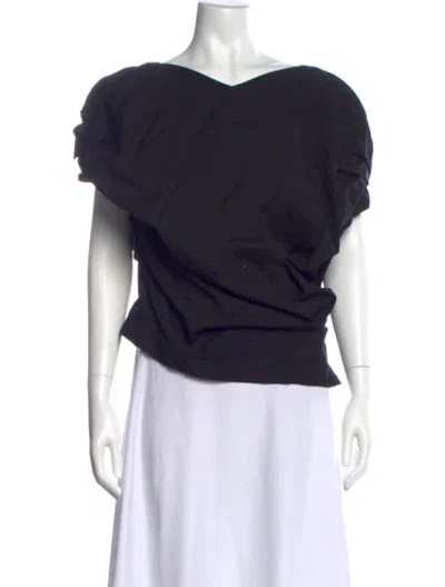 Pre-owned Divka V-neck Short Sleeve Top In Blue