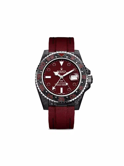Diw (designa Individual Watches)  Customised Gmt "q" Project 40mm In Burgundy