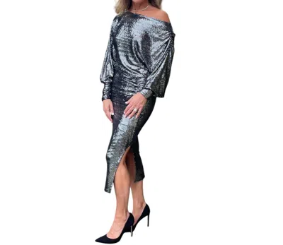 Dixie Bianca Studio Sparkle Boat Neck Dress In Black In Multi