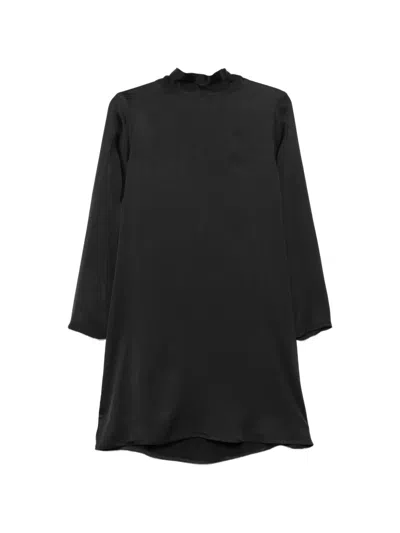 Dixie Bow-detail Long-sleeve Mini Dress In Black