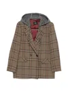 Dixie Check Double-breasted Jacket In Brown