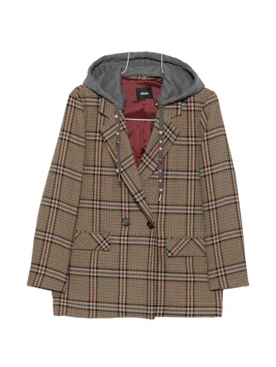 Dixie Check Double-breasted Jacket In Brown