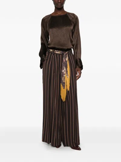 Dixie Crinkled Raglan-sleeve Top In Brown