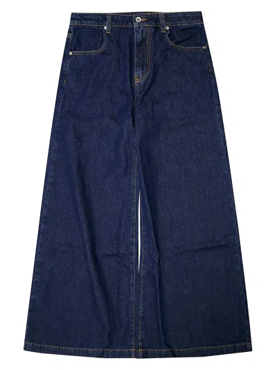 Dixie Flare Denim Trousers For Kids In Blu
