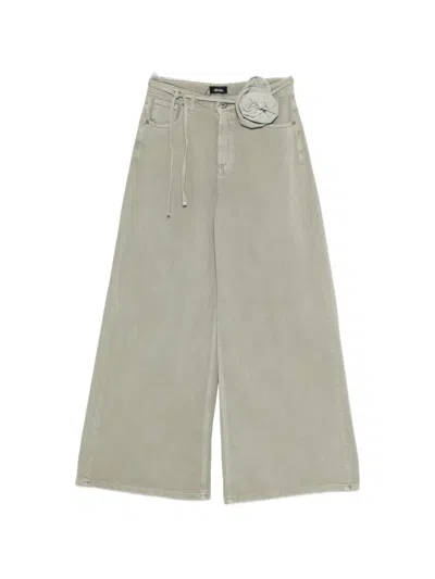 Dixie Flower-detail Cotton Jeans In Green