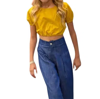Dixie Kids' Girl's Crop Top In Mustard In Multi