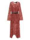Dixie Lace Long-sleeve Maxi Dress In Red
