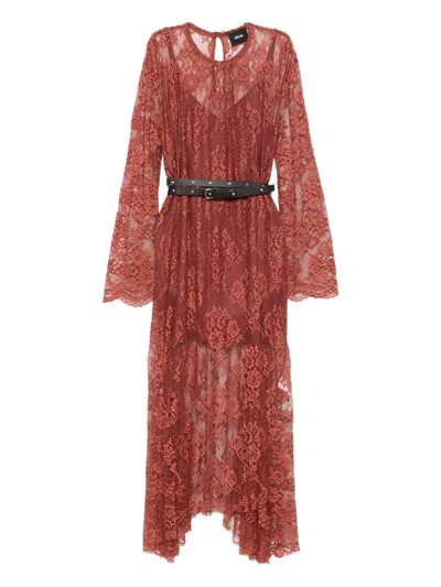 Dixie Lace Long-sleeve Maxi Dress In Red