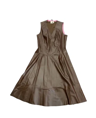 Dixie Leather Dress In Brown In Beige