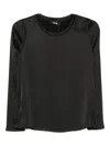 Dixie Long-sleeve Satin T-shirt In Black