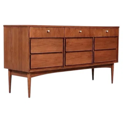 Pre-owned Dixie Newly Refinished - Mid-century Modern 9-drawer Walnut Dresser By  In Brown