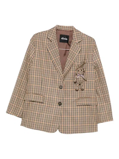 Dixie Plaid Wool Jacket In Brown