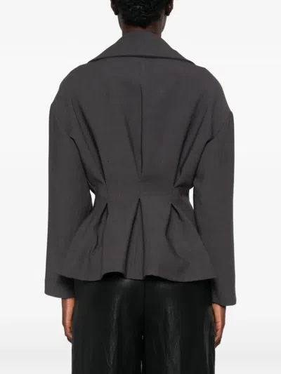 Dixie Pleated Double-breasted Blazer In Gray