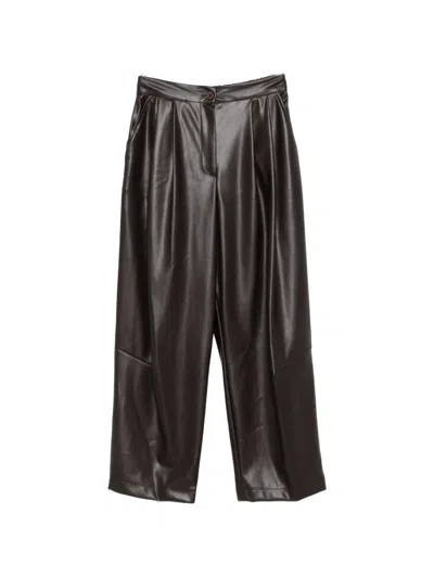 Dixie Pleated Faux-leather Trousers In Black