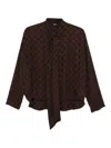 Dixie Polka-dot Tie-neck Blouse In Brown