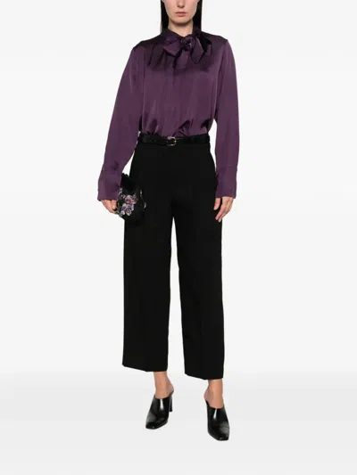 Dixie Pussy-bow Satin Blouse In Purple