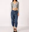 Dixie Quinn Baggy Jeans In Dark Wash In Blue