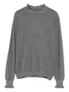 Dixie Ruffled-neck Sweater In Gray