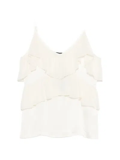 Dixie Ruffled V-neck Top In White