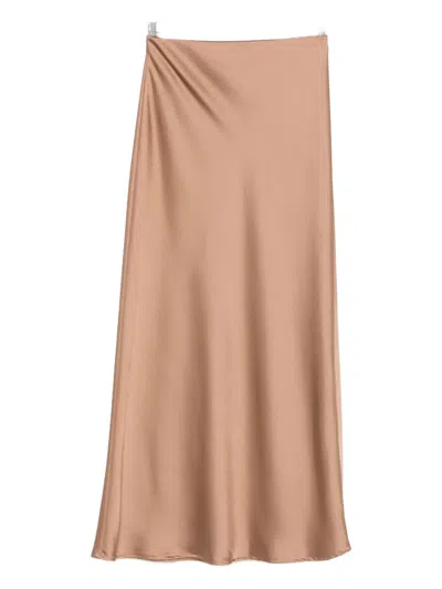 Dixie Satin Midi Skirt In Brown